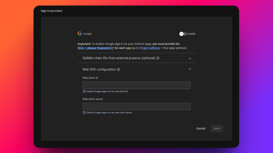 Firebase Google sign-in method
