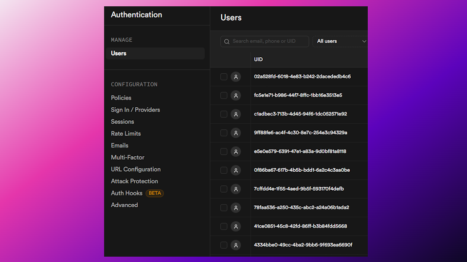 Supabase auth getting started